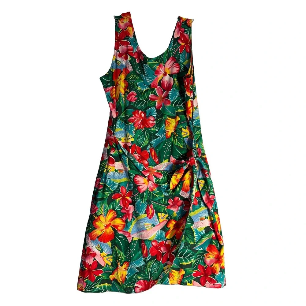 Vintage Hilo Hattie Hawaiian Wrap  Dress Women's Large  Tropical Beach Resort